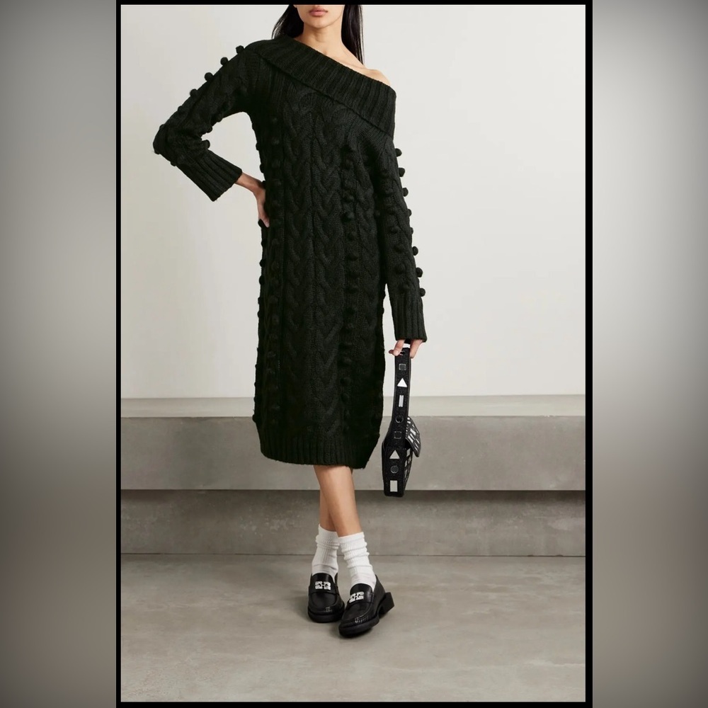 NWT FARM RIO cable-knit off shoulder sweater dress